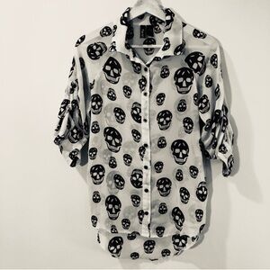 Fun & Flirt Sheer Skull Blouse Small